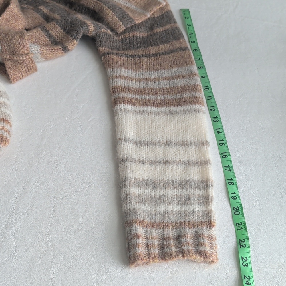 Faherty Long Line Hooded Cardigan Sweater in Cream & Brown Colorway Size M - Picture 9 of 11
